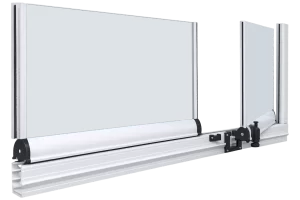 09-gold-seri-08-folding-glass-real-cam-balkon-katlanır clean White roller window shade with metal mounting track and roller mechanism (business/product photo)