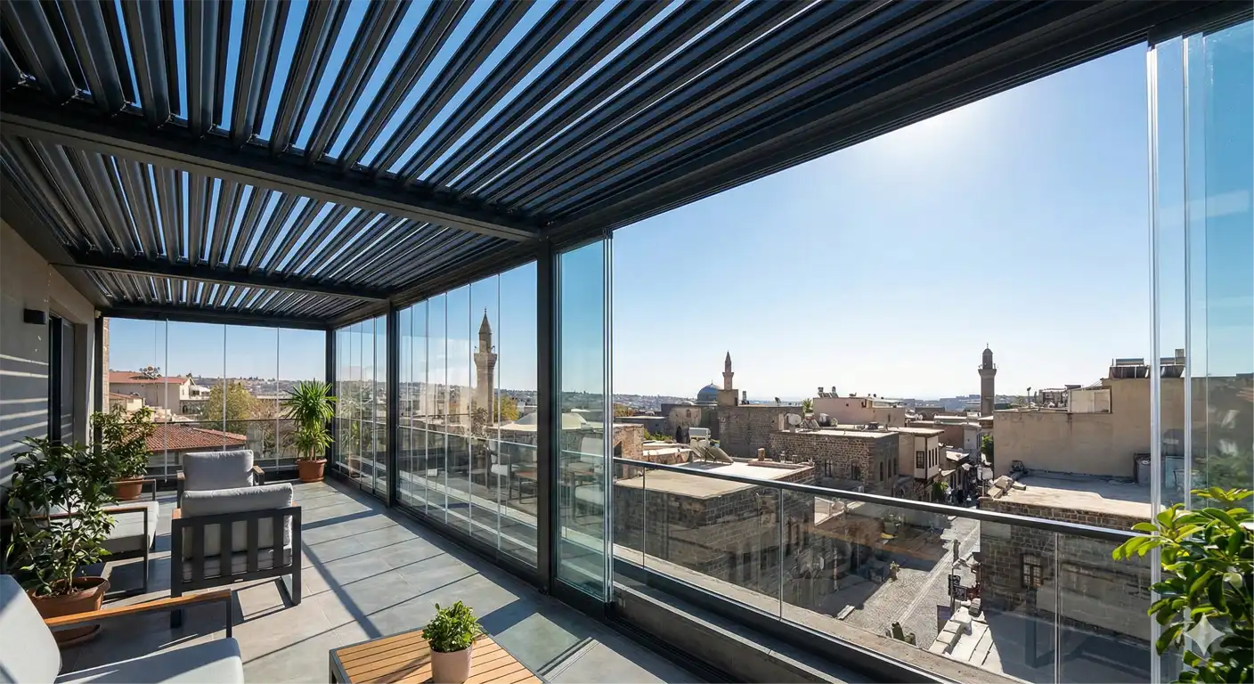 Kulp Cam Balkon Kış Bahçesi Pergole