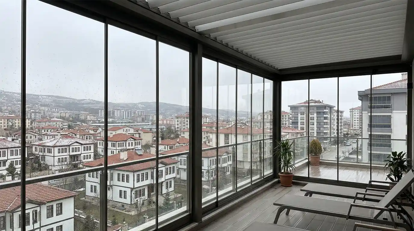 Ağlı Cam Balkon Kış Bahçesi Pergole