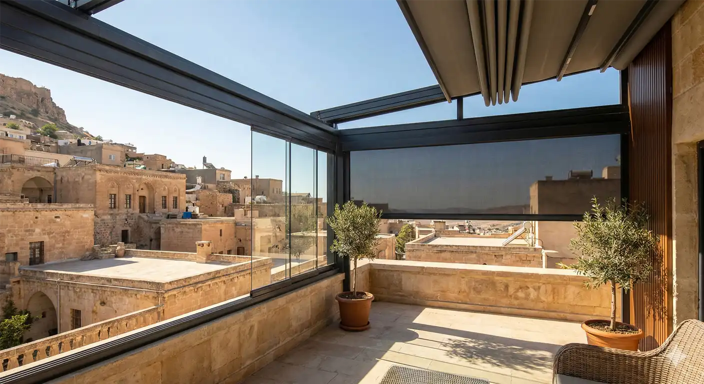 Yeşilli Cam Balkon Kış Bahçesi Pergole